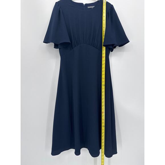 Julia Jordan Navy Blue Flounce Sleeve A Line Midi Dress EUC Size 4 - Picture 6 of 8